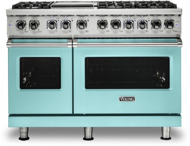 Viking® 5 Series 48" Bywater Blue Pro Style Dual Fuel Natural Gas Range with 12" Griddle-0
