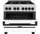 ZLINE Autograph Edition 36" Satin Stainless Steel Pro Style Dual Fuel Range with White Matte Door-4