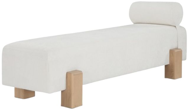 Meridian Furniture Edison Cream/Natural Chenille Fabric Bench-0
