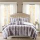 Olliix by Madison Park Zuri Grey Full/Queen Polyester Print Brushed Faux Fur Comforter Set-0