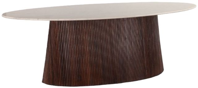 Home Trends & Design Amalfi White Dining Table with Vintage Brown Base-0