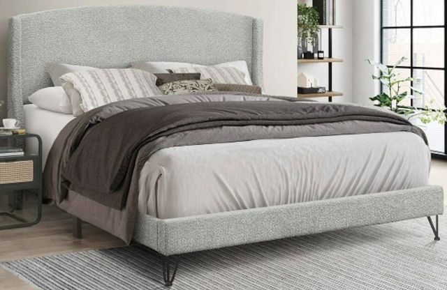 Milton Greens Stars Light Gray California King Upholstered WingbBack Platform Bed-0