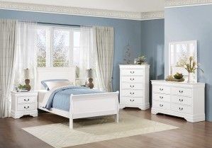 Mazin Furniture Mayville White Twin Sleigh Bed-1