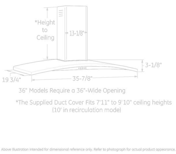 GE® 36" Stainless Steel Wall Mounted Chimney Range Hood-2