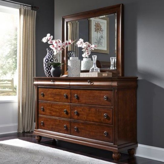 Liberty Furniture Rustic Traditions Rustic Cherry Dresser and Mirror-1