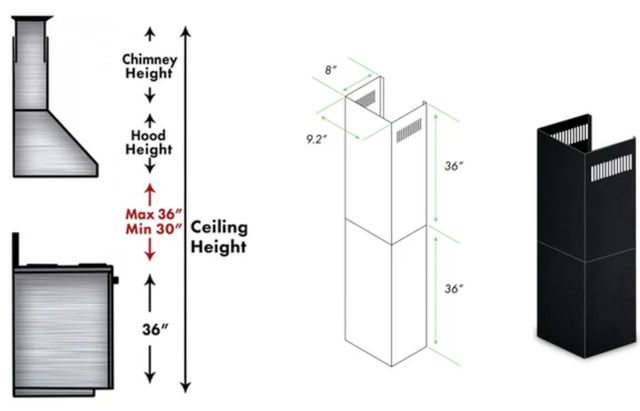 ZLINE 36" Black Stainless Steel Chimney Extension-1