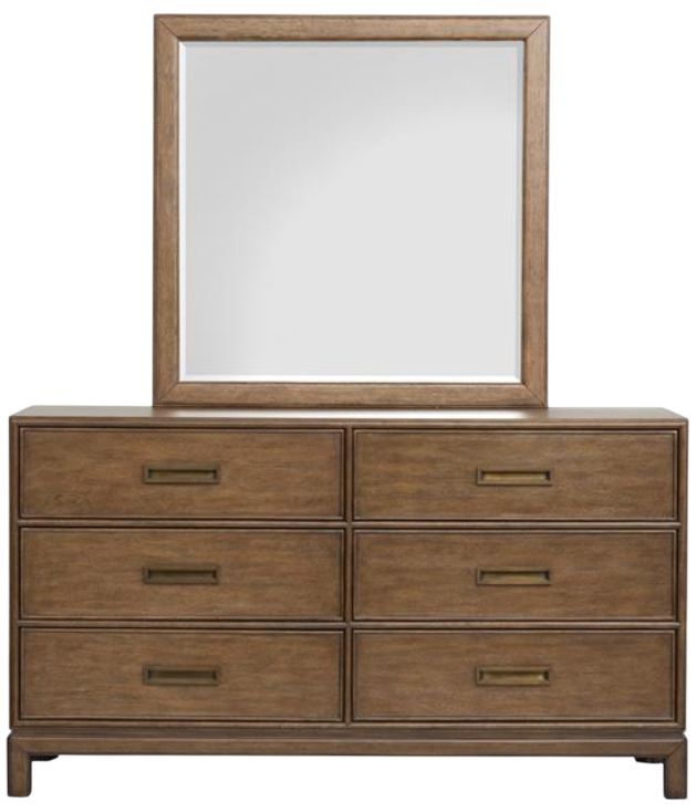 Magnussen Home® Ridgefield Russet Double Drawer Dresser with Landscape Mirror-2