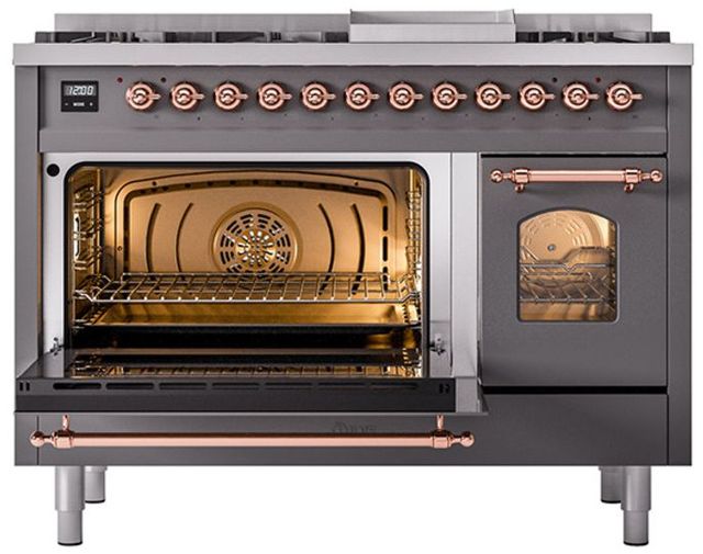 Ilve® Nostalgie II Series 48" Graphite Matte Pro Style Dual Fuel Range-3