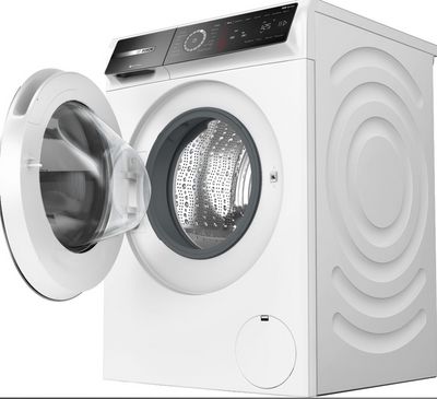 front right view of the Bosch® 500 Series 2.4 Cu. Ft. White Front Load Compact Washer