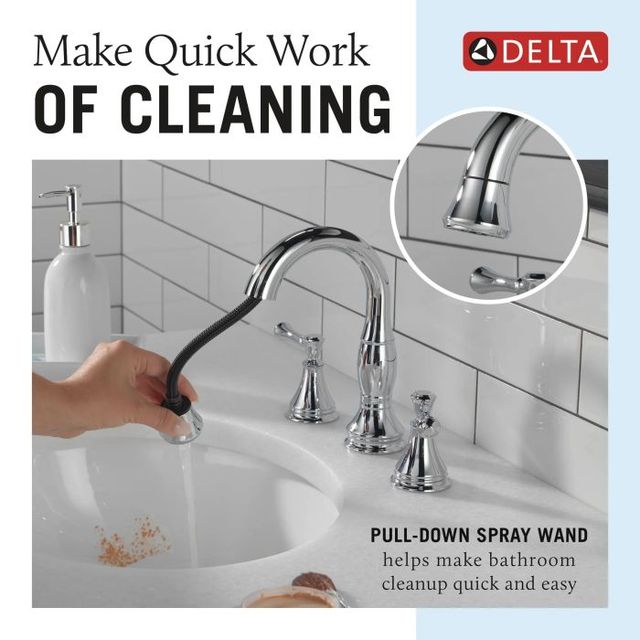 Delta Cassidy® Chrome 2-Handle Pull Down Bathroom Faucet Trim-3