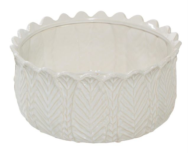 Deco Marche 3-Piece White Ceramic Leaf Planter Set-3