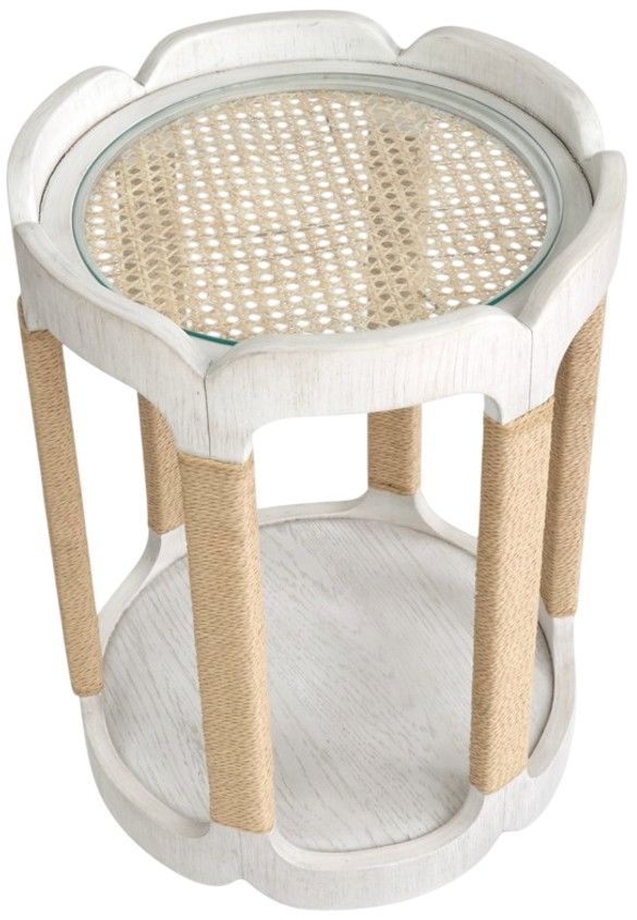 Magnussen Home® Sunset Cove Moonlight Pearl Glass Top Drum Table-3
