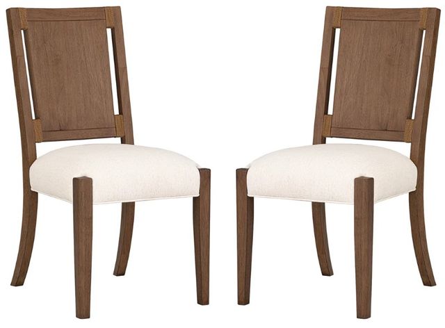 Flexsteel® Lincoln 2-Piece Beige/Walnut Upholstered Dining Side Chairs-0
