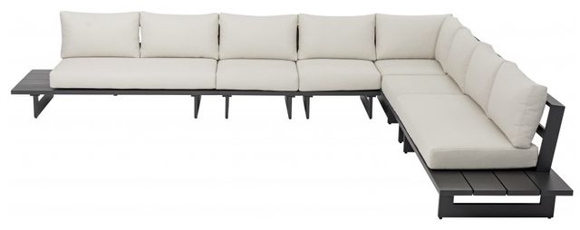 Meridian Furniture Maldives 6-Piece Cream/Gray Aluminum/Fabric Outdoor Modular Sectional-1