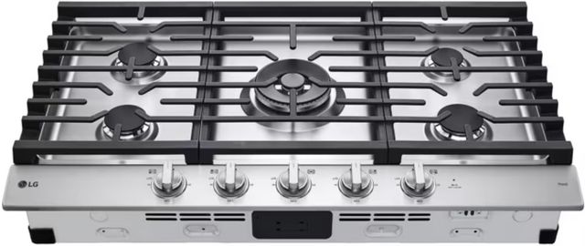 LG 36" Stainless Steel Gas Cooktop with UltraHeat™ Dual Burner and LED Knobs-0