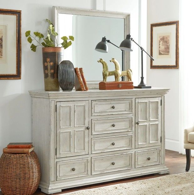 Liberty Furniture Big Valley Whitestone Dresser and Mirror-1
