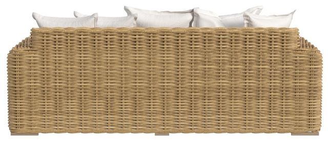 Sunset West Playa Natural Resin Wicker Outdoor Loveseat with Soothe Pearl Cushion-3