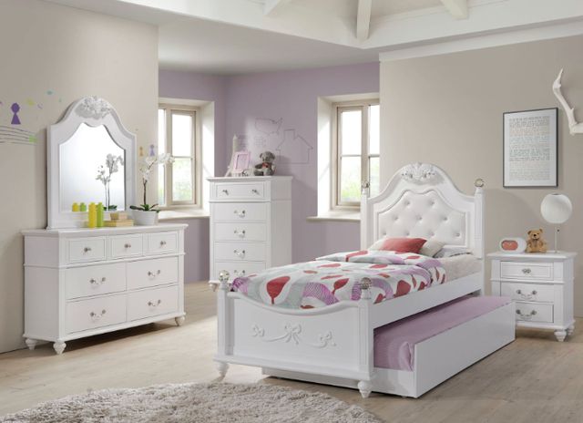 Elements International Alana 4-Piece White Youth Twin Platform Bedroom Set-1