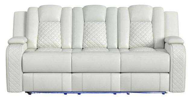 Elements International Carlo Pebble Oyster Power Reclining Sofa with Power Headrest-1