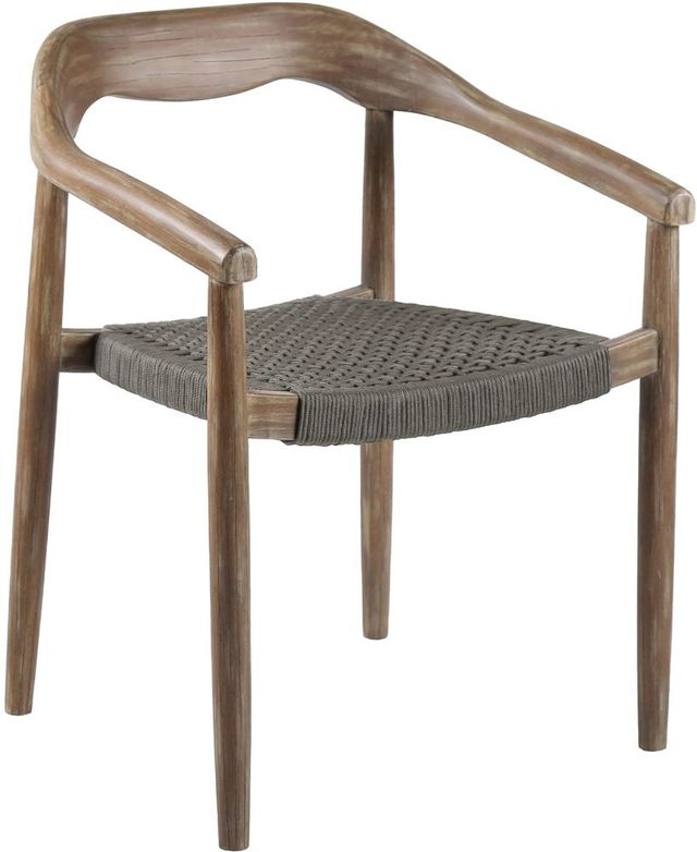 Armen Living Santo 2-Piece Charcoal/Brown Rope/Wood Outdoor Dining Arm Chair Set-3