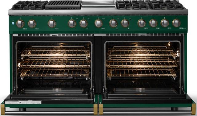 Viking® 5 Series 60" Ivy Pro Style Dual Fuel (LP) Range with Brushed Brass Trim-1