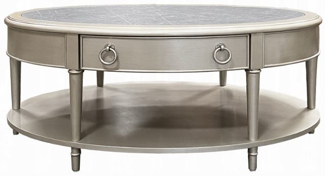 ACME Furniture Kasa Gray Coffee Table with Champagne Base-3