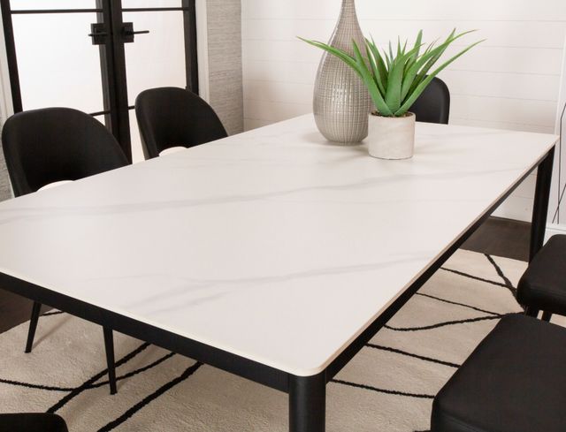 Cramco Marta White Sintered Stone Top 70" Dining Table with Matte Black Base-3