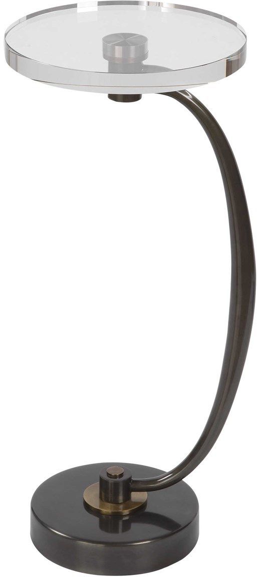Uttermost® Waveney Crystal Top Drink Table with Dark Bronze Base-3