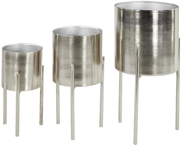 Deco Marche 3-Piece Silver Planter Set-0