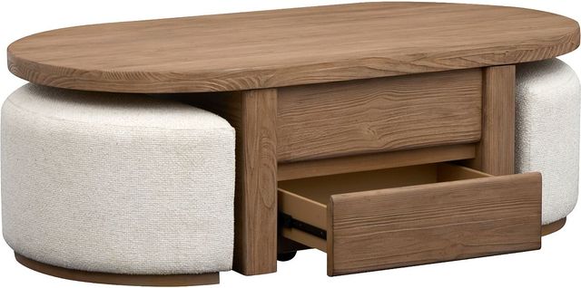 Magnussen Home® Hayden Golden Oat Lift Top Storage Cocktail Table with Casters and 2 Upholstered Stools-1