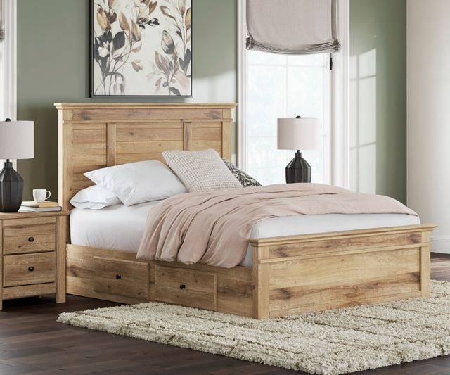 Signature Design by Ashley® Fenderport Tan Queen 2-Drawer Panel Storage Bed-1
