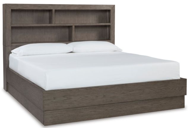 Benchcraft® Anibecca 5-Piece Weathered Gray California King Bookcase Bed Set-1
