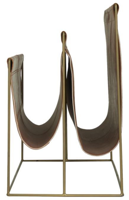 Deco Marche U Select Brown Leather Decorative Magazine Holder with Metal Stand-1