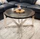 Riverside Furniture Jano Silver Round Glass Top Coffee Table with Forged Metal Base-1