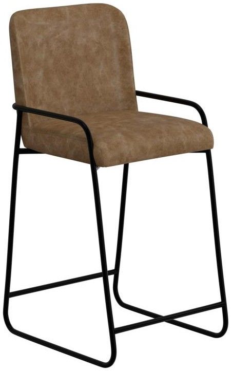 International Furniture Direct Seating Blacksmithing Matte Black/Cognac 30" Bar Stool-0