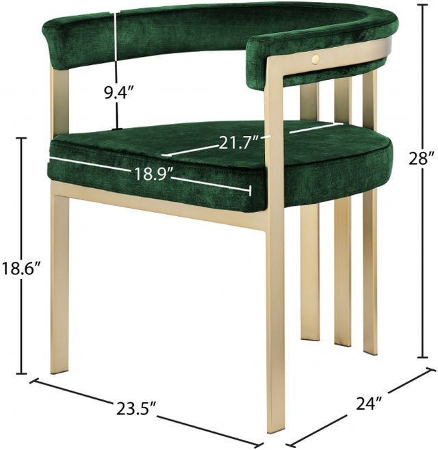 Meridian Furniture Marcello Green/Brushed Brass Velvet Dining Chair-3