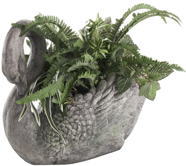 Deco Marche Gray Swan Textured Planter with Patina Accents-0