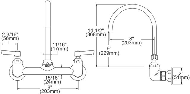 Elkay Chrome 8" Centerset Deck Mount Laminar Flow Faucet with Offset Inlet -1