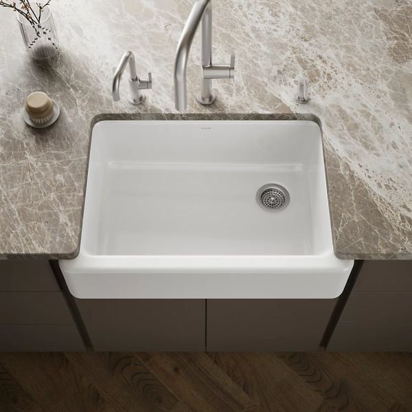 KOHLER® Whitehaven® White 33" Undermount Single-Bowl Farmhouse Kitchen Sink-0