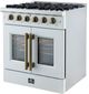 FORNO® Galiano Series Alta Qualita 30" White and Antique Brass Pro Style Gas Range -4