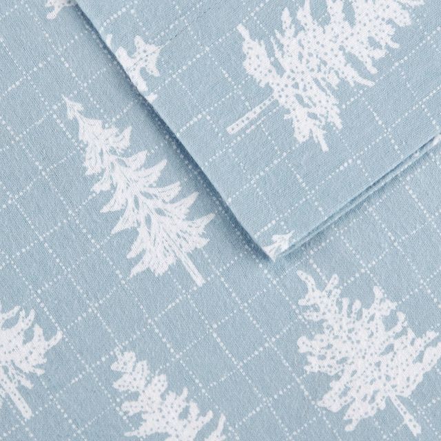 Olliix by True North by Sleep Philosophy Blue Forest King Cozy 100% Cotton Flannel Printed Sheet Set-2