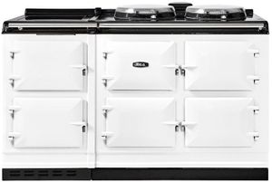 front view of the AGA™ eR7 Classic Cast Iron 60" White Slide In Induction Range