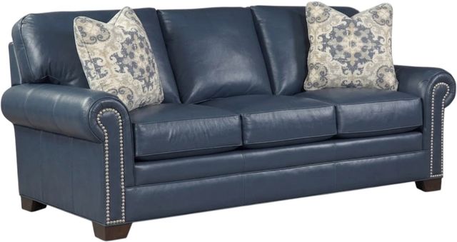 Craftmaster® Customizable CM Leather Pleated Rolled Arm Sofa with Pillows-0