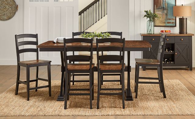 A-America® Stormy Ridge Chicory Gathering Height Trestle Table with Slate Black Base-1