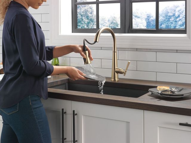 Delta Emmeline® Lumicoat® Champagne Bronze Single Handle Pull-Down Kitchen Faucet -2