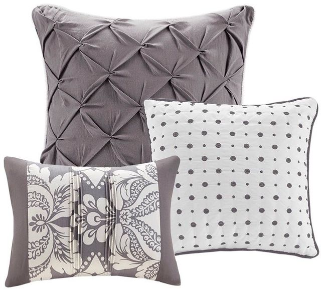 Olliix by Madison Park Vienna 6 Piece Grey Full/Queen Printed Duvet Cover Set-1