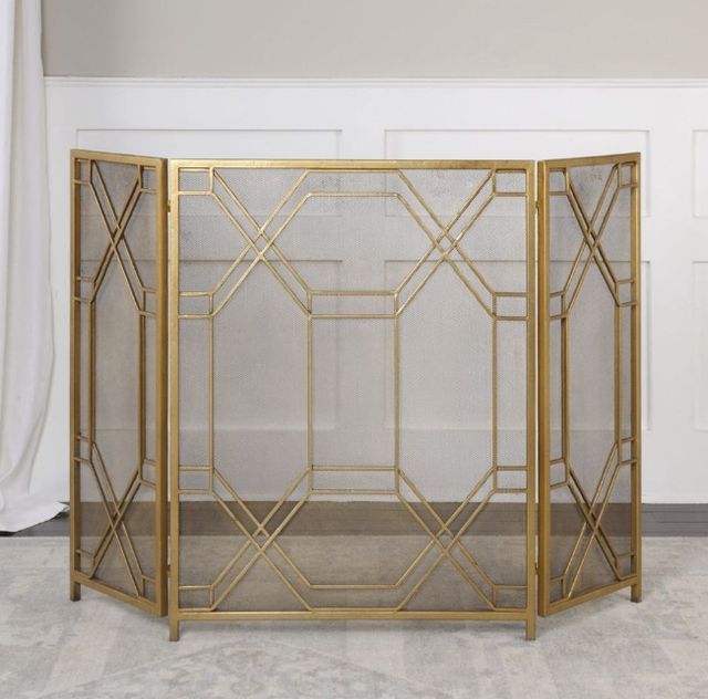 Uttermost® Rosen Antique Gold Leaf Fireplace Screen-1