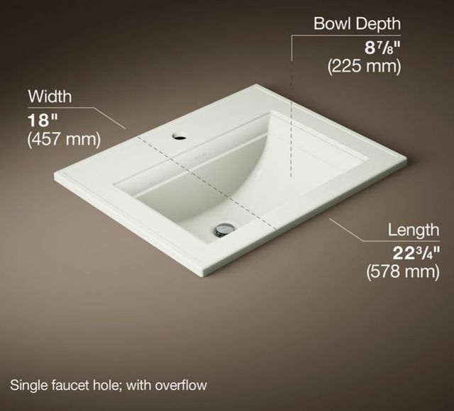 Kohler Memoirs® Stately Dune 22.75" Rectangular Drop-In Bathroom Sink-3