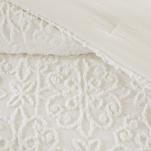 Olliix by Madison Park White King/California King Sabrina 4 Piece Tufted Chenille Comforter Set-2