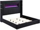 Coaster® Tisdall Black Queen Upholstered Fireplace Panel Bed-1